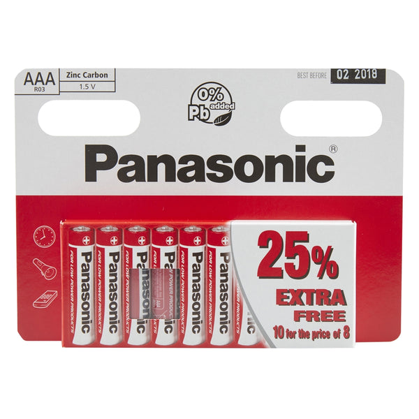 Panasonic Zinc AAA LR03 Batteries | 10 Pack