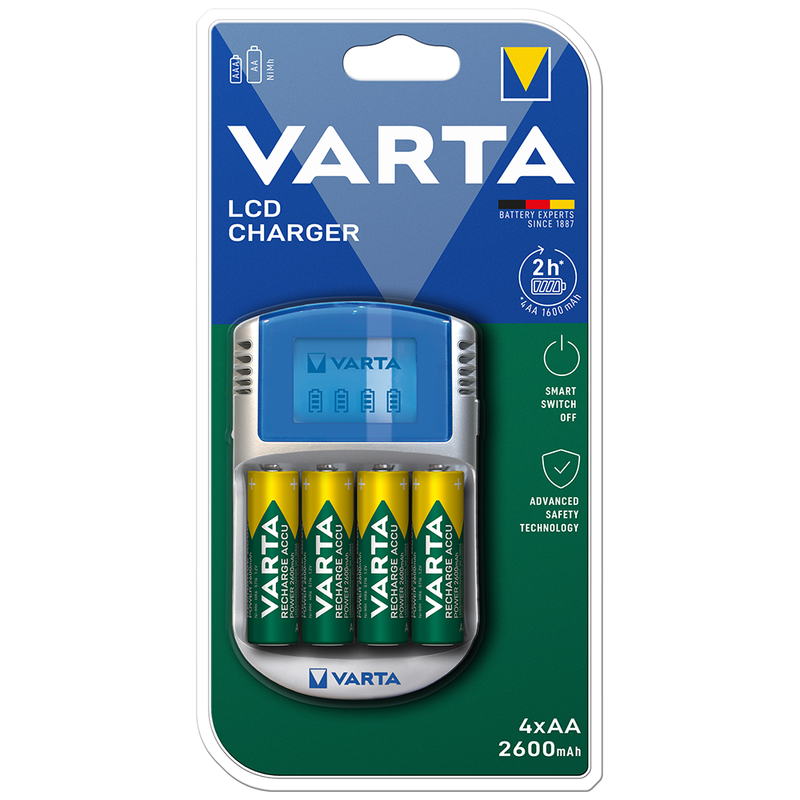 Varta LCD Battery Charger inc 4 x AA 2600mAh Batteries, Image 2