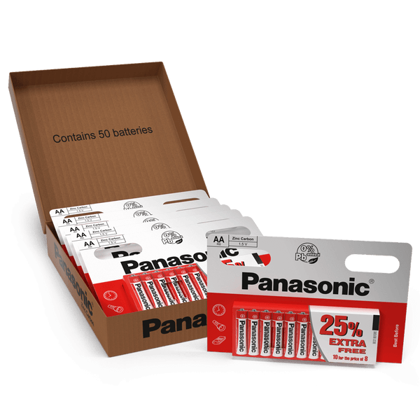 Panasonic Zinc AA LR6 Batteries | 50 Pack