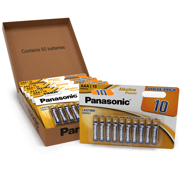 Panasonic Alkaline Power (Bronze) AAA LR03 Batteries | 50 Pack, Main image