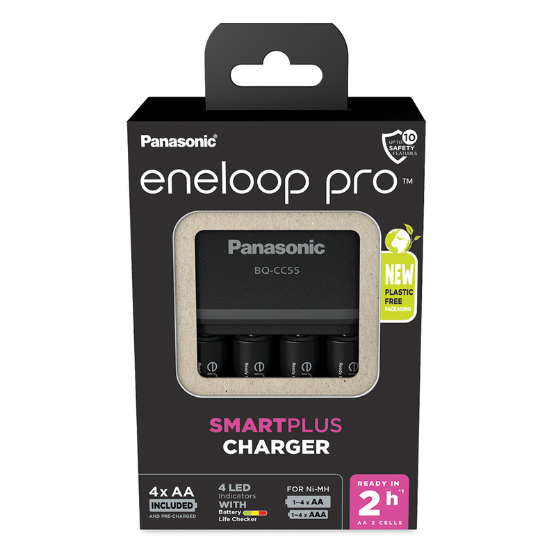 Panasonic Eneloop SmartPlus Charger including  4 x Eneloop Pro 2500mAh AA Batteries