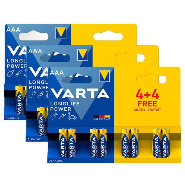 Varta Longlife Power AAA LR03 Alkaline Batteries | 24 Pack