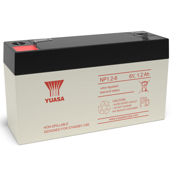 Yuasa NP1.2-6 VRLA Sealed Lead Acid Battery | 1 Pack, Main image