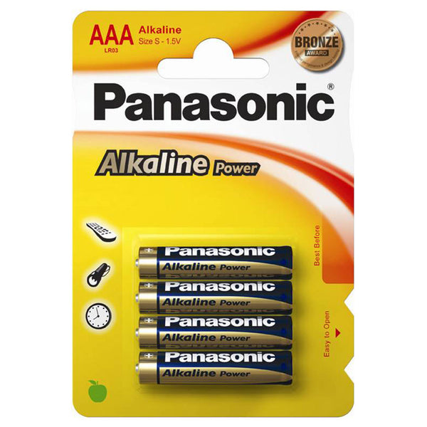 Panasonic Alkaline Power (Bronze) AAA LR03 Batteries | 4 Pack, Main image