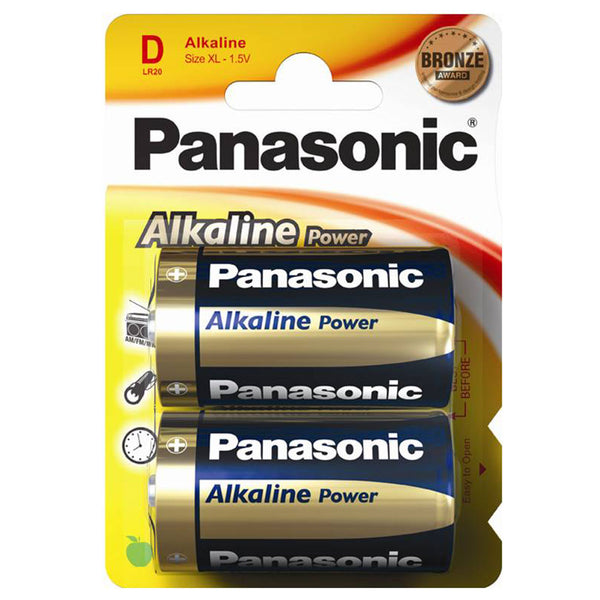 Panasonic Alkaline Power (Bronze) D LR20 Batteries | 2 Pack