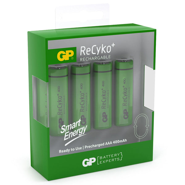 GP ReCyko+ AAA HR03 400mAh Rechargeable Batteries | 4 Pack, Main image