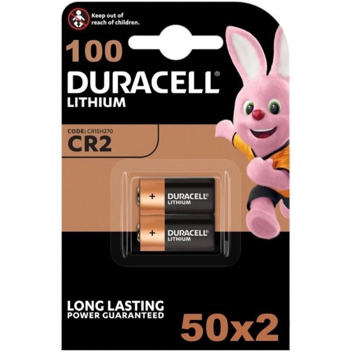 Duracell Lithium CR2 Batteries - 100 Pack